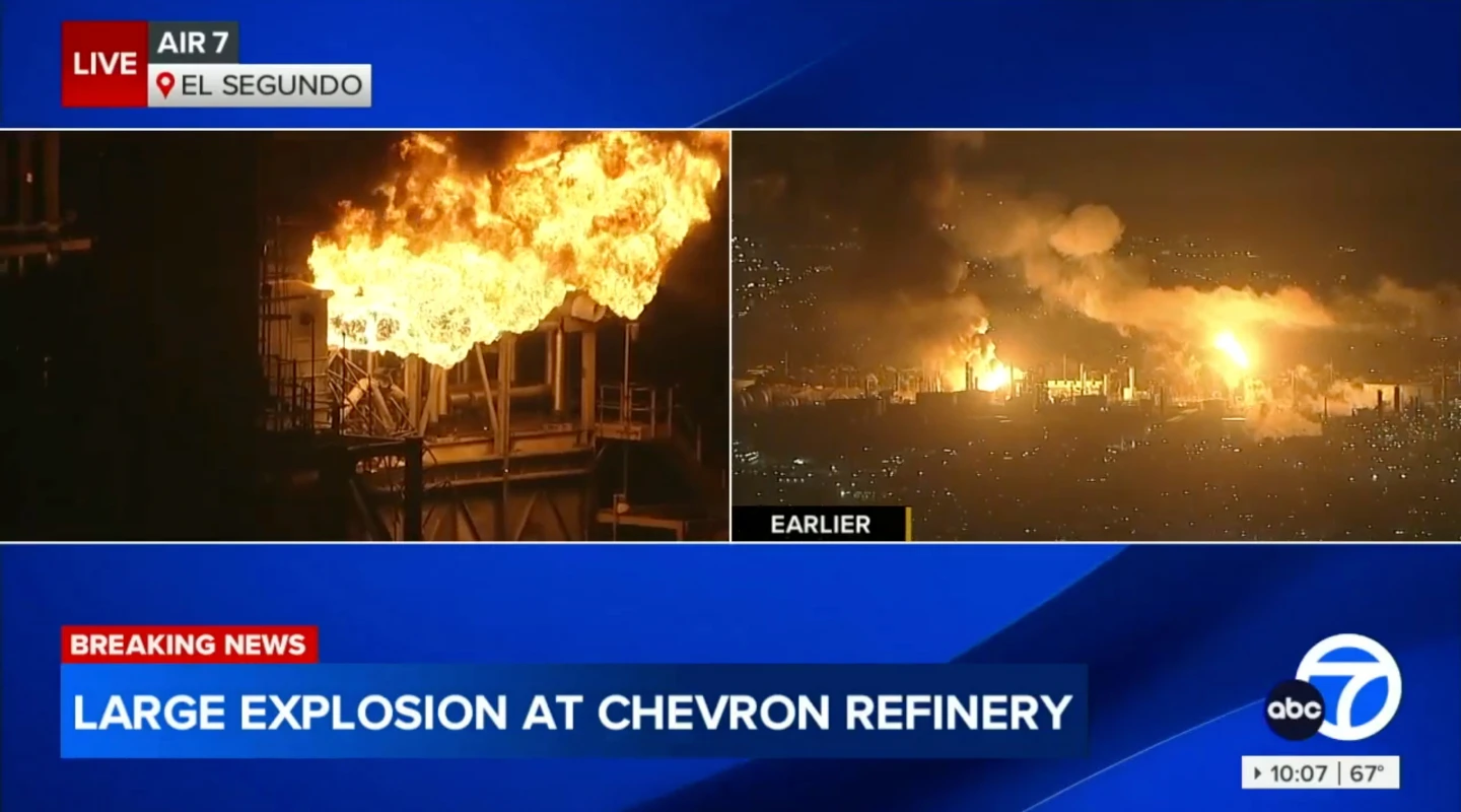 Massive Blaze Erupts at Chevron Refinery Near Los Angeles